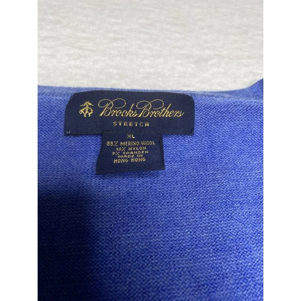 Brooks Brothers Sweater Mens XLarge Merino Wool Blend V-Neck Pullover Stretch
